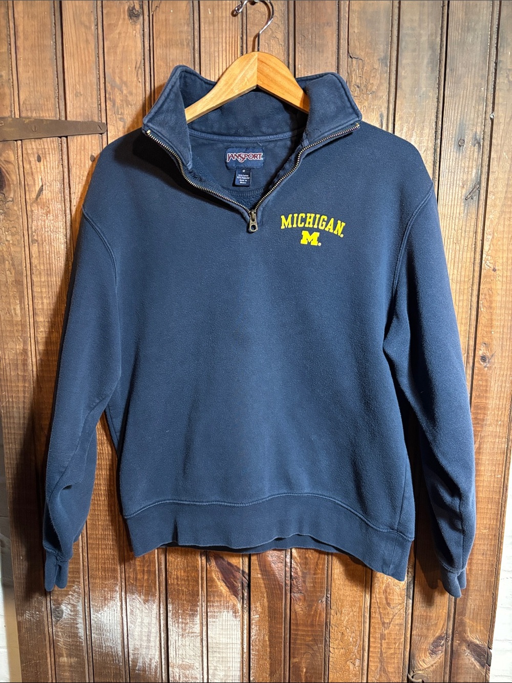 JanSport Navy Quarter-Zip Sweatshirt with Yellow Michigan Logo